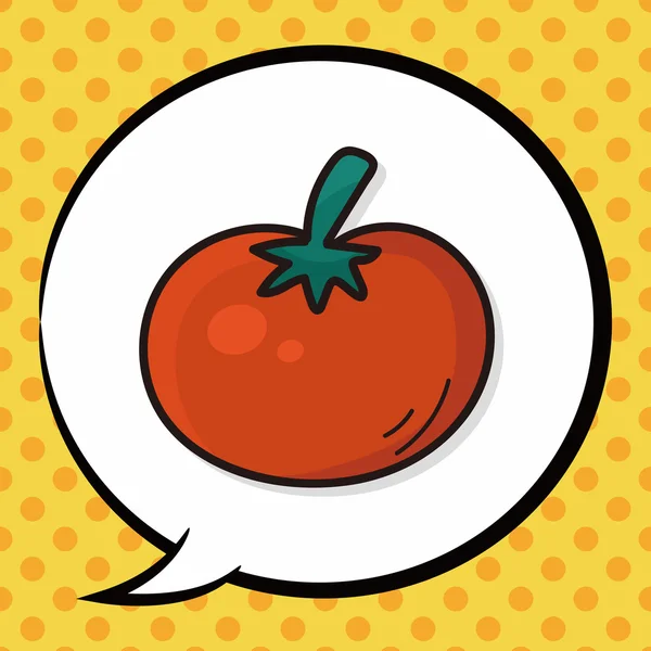 Vegetabiliska tomater färg doodle, pratbubbla — Stock vektor