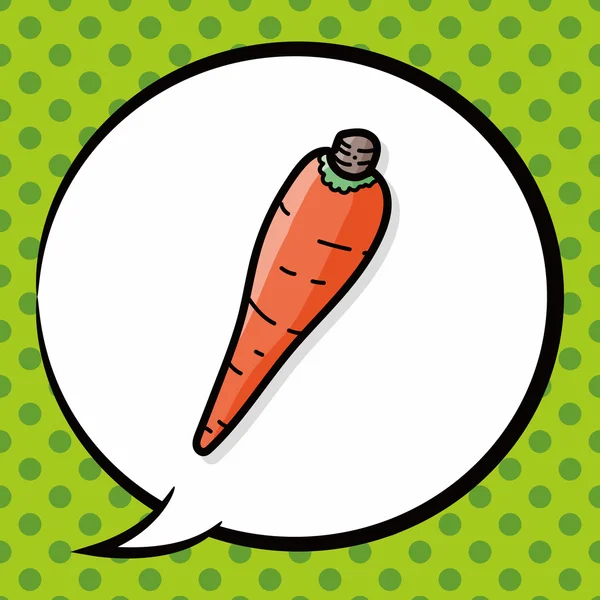 Vegetal Zanahoria color garabato, burbuja del habla — Vector de stock