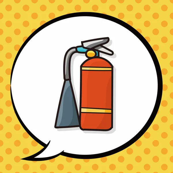 Fire extinguisher color doodle, speech bubble — Stock Vector