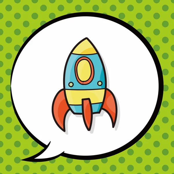 Spaceship doodle, speech bubble — Stock Vector