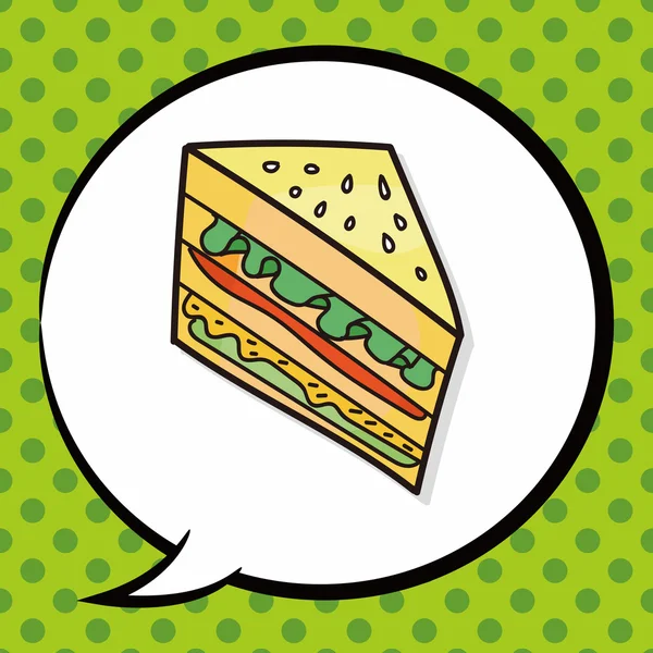Sandwich doodle, pratbubbla — Stock vektor