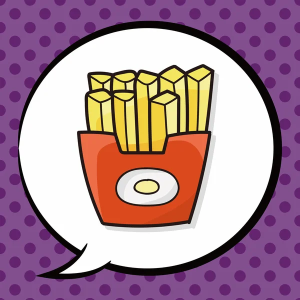 Pommes frites doodle, pratbubbla — Stock vektor