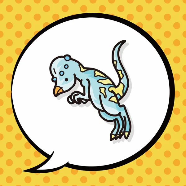 Garabato de dinosaurio, burbuja del habla — Vector de stock