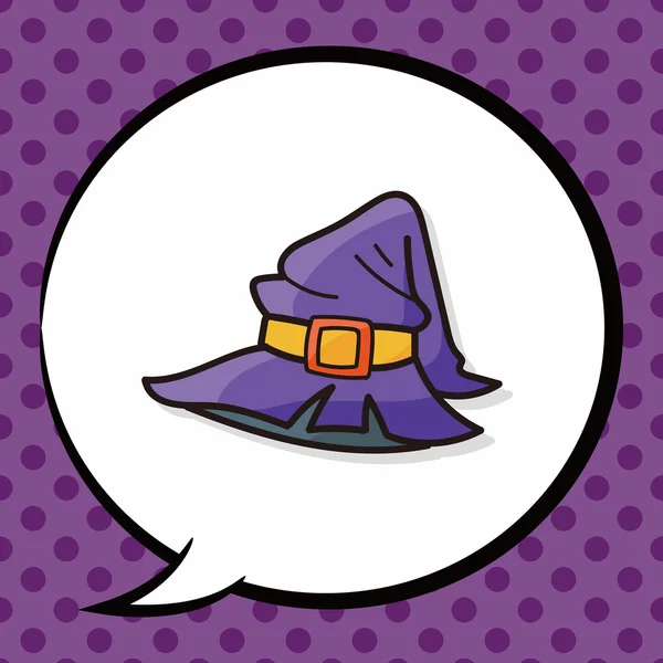 Witch's hat doodle, speech bubble — Stock Vector