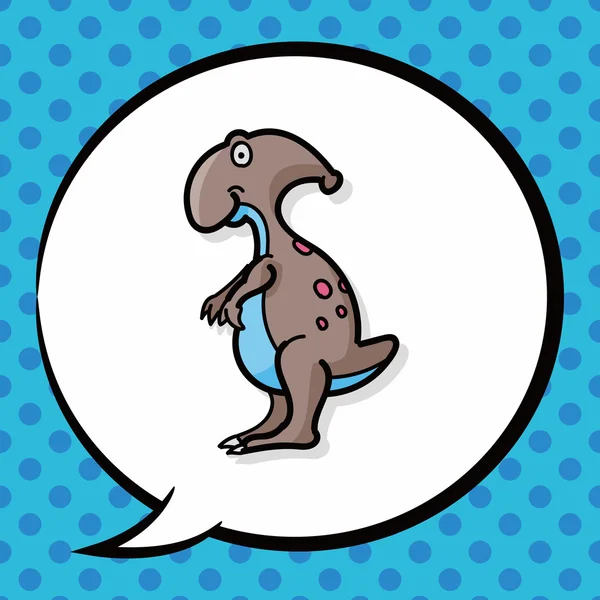 Dinosaure doodle, bulle de parole — Image vectorielle