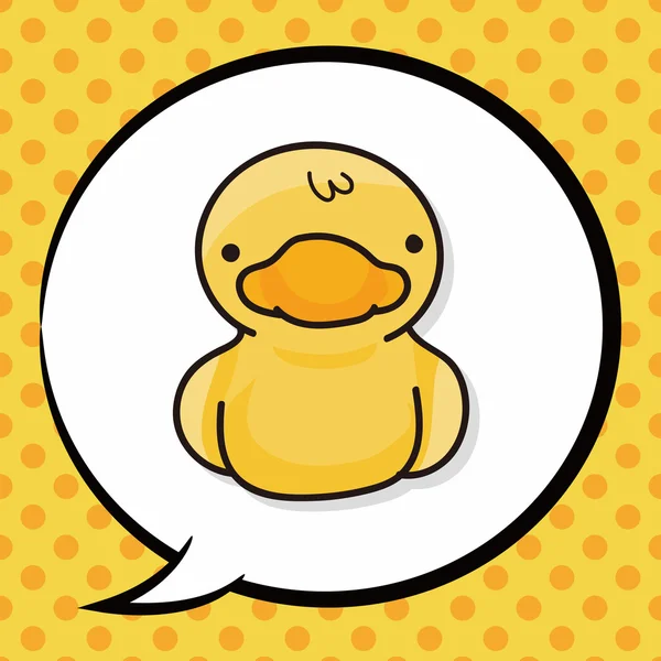 Toy duck doodle, speech bubble — Stock Vector