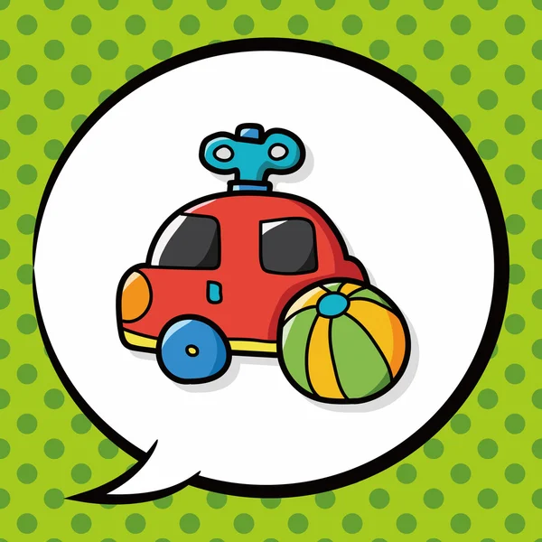 Doodle de carro de brinquedo, bolha de fala —  Vetores de Stock
