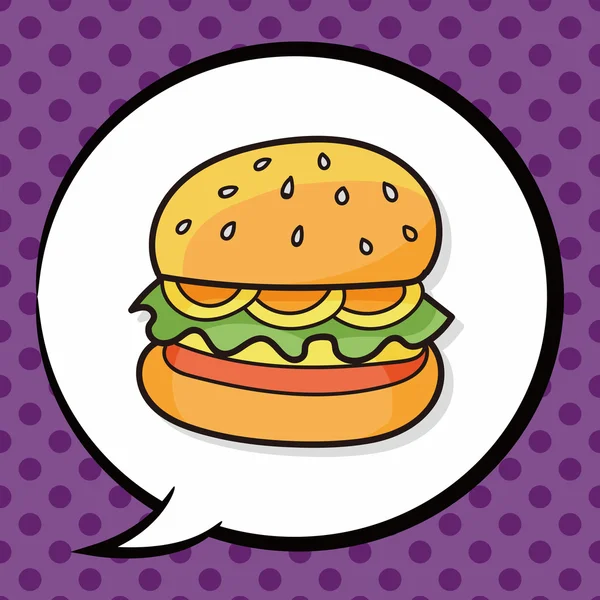 Hamburger doodle, dymek — Wektor stockowy