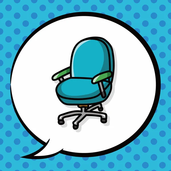 Cadeira de escritório doodle, bolha de discurso — Vetor de Stock