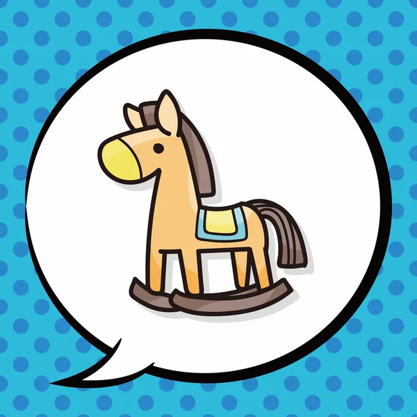 Toy horse doodle, speech bubble — Stock Vector