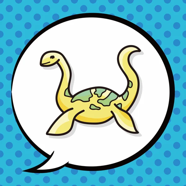 Dinosaure doodle, bulle de parole — Image vectorielle
