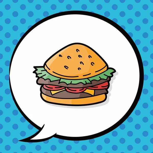 Hamburger doodle, pratbubbla — Stock vektor