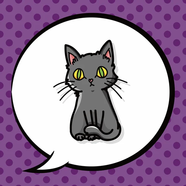 Gribouille de chat, bulle vocale — Image vectorielle