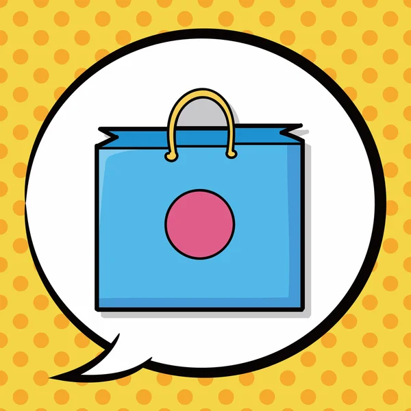 Saco de compras doodle, bolha de fala — Vetor de Stock