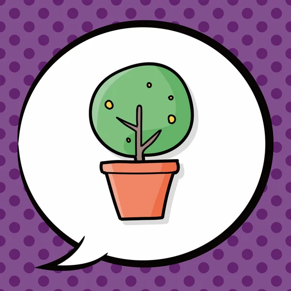 Cactus doodle, bolha de fala —  Vetores de Stock