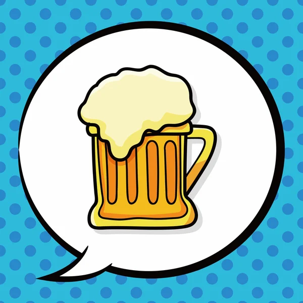Doodle de cerveja, bolha de fala — Vetor de Stock