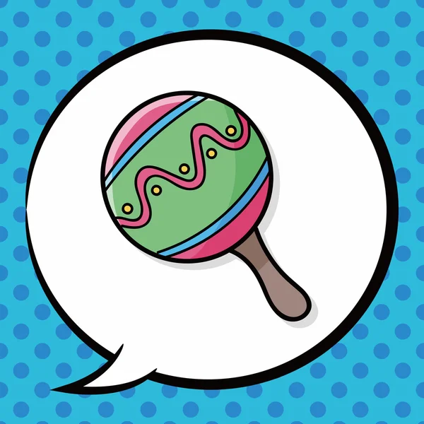 Toy rattle doodle, speech bubble — Stock Vector