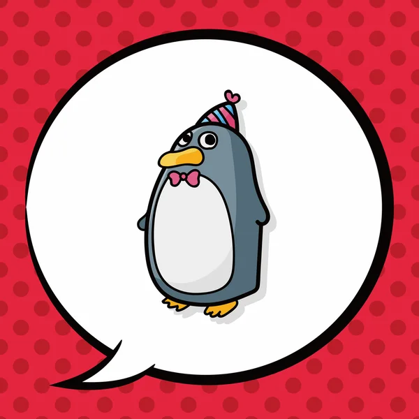 Urodziny Pingwin doodle, dymek — Wektor stockowy