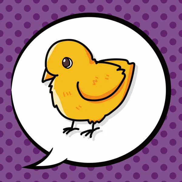 Kyckling doodle, pratbubbla — Stock vektor