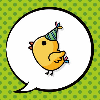 doğum günü kuş doodle, konuşma balonu