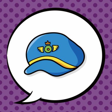 Pilot şapkası doodle, konuşma balonu