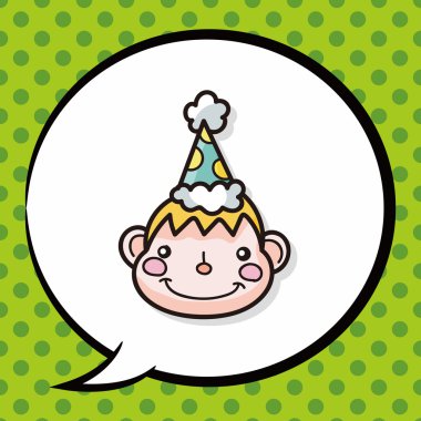 doğum günü karakter doodle, konuşma balonu