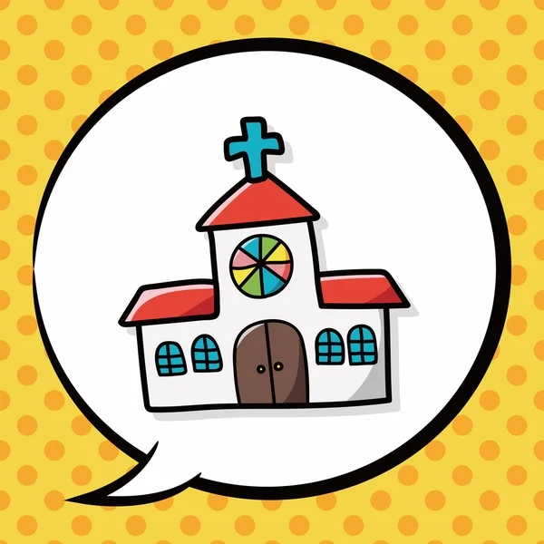 Church doodle, speech bubble — Stock Vector