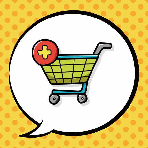 Carrinho de compras doodle, bolha de fala — Vetor de Stock