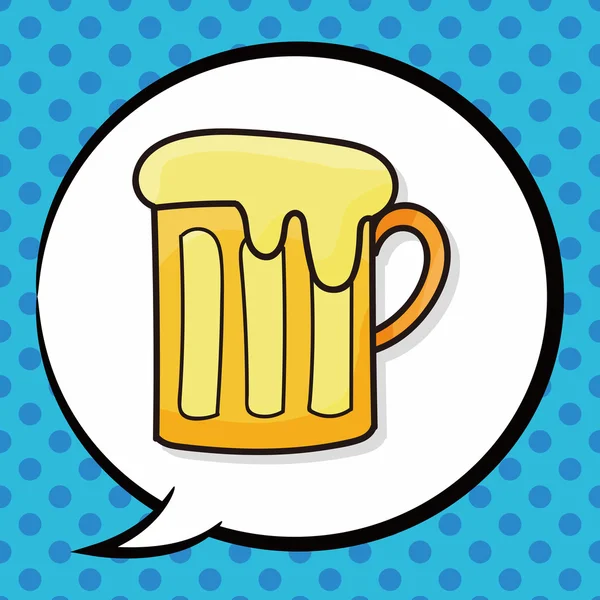 Doodle de cerveja, bolha de fala — Vetor de Stock