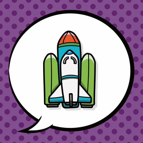 Spaceship doodle, speech bubble — Stock Vector