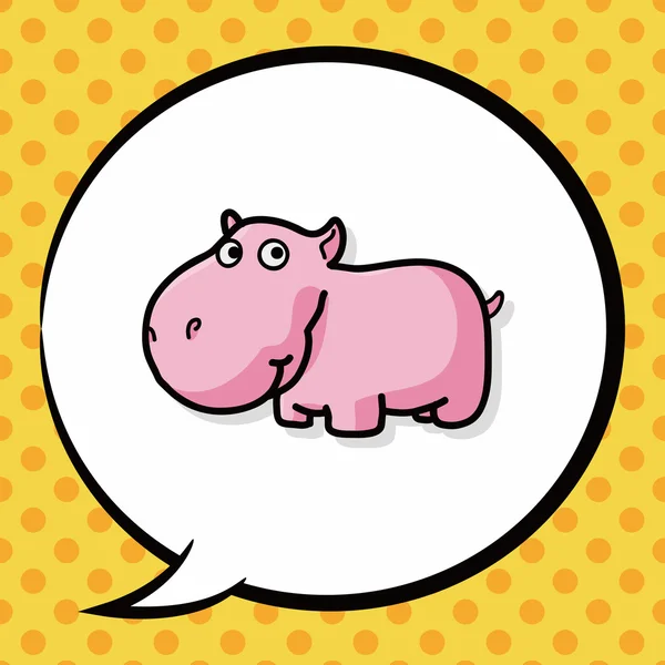 Hayvan hippo doodle, konuşma balonu — Stok Vektör
