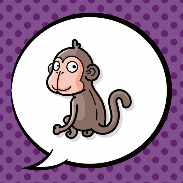 Doodle de macaco animal, bolha de fala — Vetor de Stock