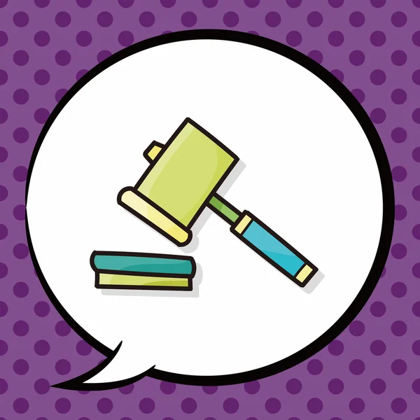 Gavel doodle, speech bubble — Stock Vector