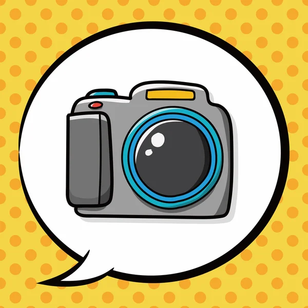 Camera doodle, speech bubble — Stock Vector