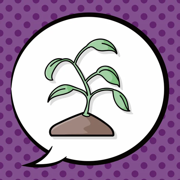 Plant doodle, tekstballon — Stockvector