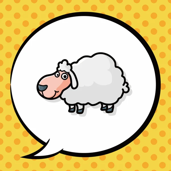 Animal mouton doodle, bulle de parole — Image vectorielle