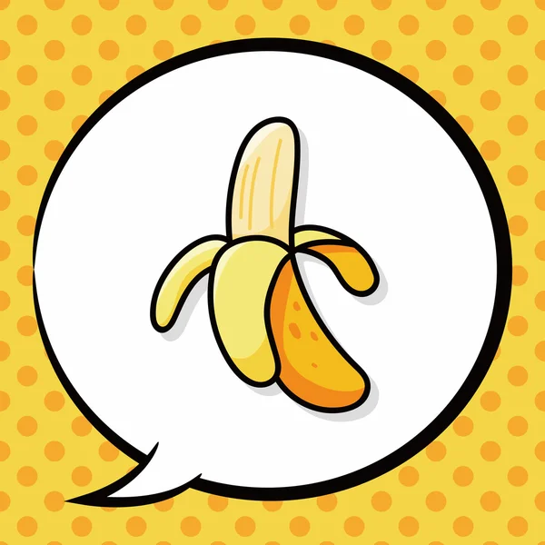Owoce banan doodle, dymek — Wektor stockowy
