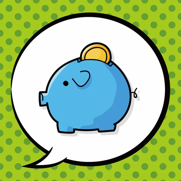 Piggybank doodle, beszéd buborék — Stock Vector