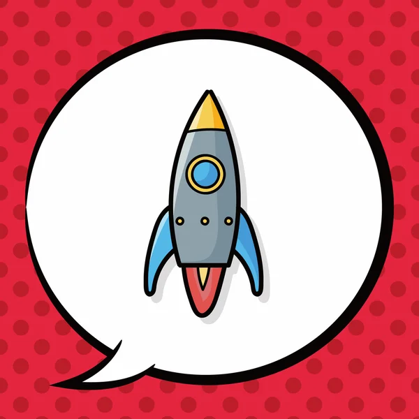 Spaceship doodle, speech bubble — Stock Vector