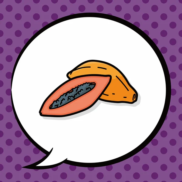 Fruits papaye doodle, bulle de parole — Image vectorielle