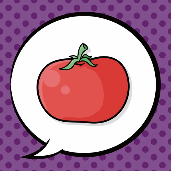 Früchte Tomaten-Doodle, Sprechblase — Stockvektor