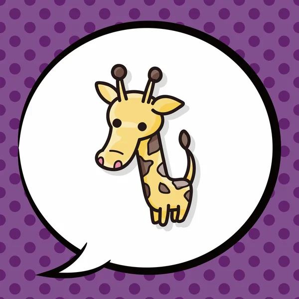 Animal girafe doodle, bulle de parole — Image vectorielle