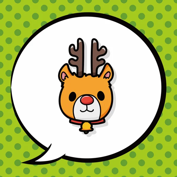 Reindeer doodle, speech bubble — Stock Vector