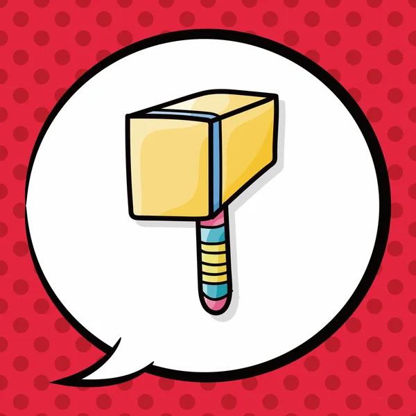 Weapon hammer doodle, speech bubble — Stock Vector