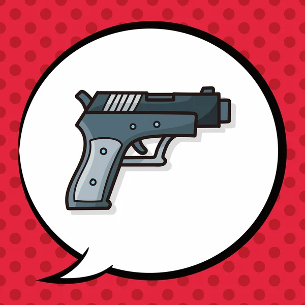 Gun doodle, pratbubbla — Stock vektor