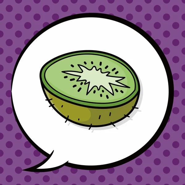 Kiwi de frutas doodle, bolha de fala —  Vetores de Stock