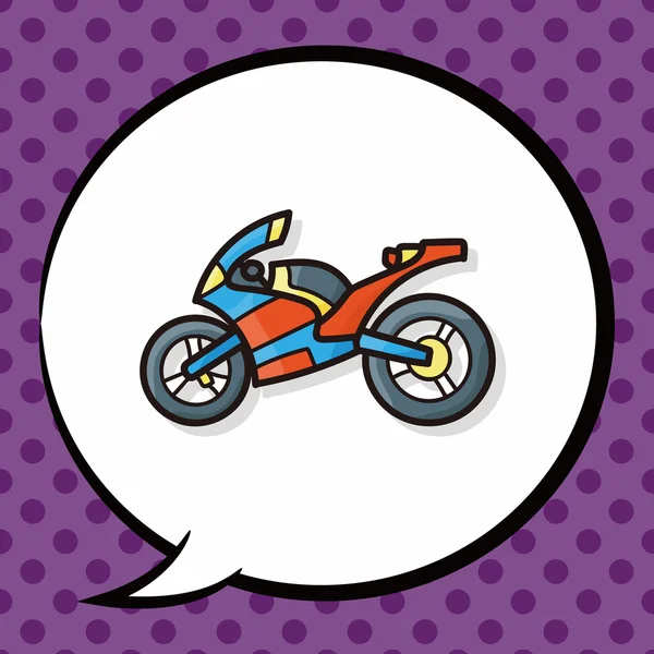 Doodle motocicleta, bolha de fala —  Vetores de Stock