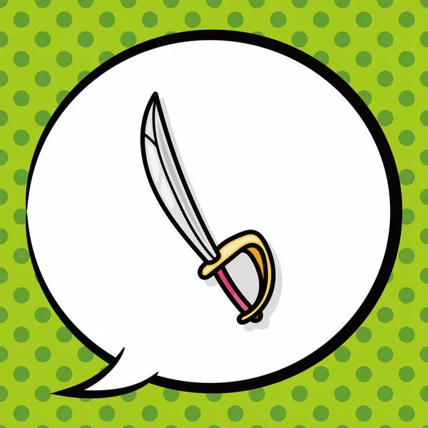 Doodle espada, bolha de fala — Vetor de Stock