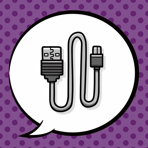Καλώδιο USB doodle, φούσκα ομιλία — Διανυσματικό Αρχείο