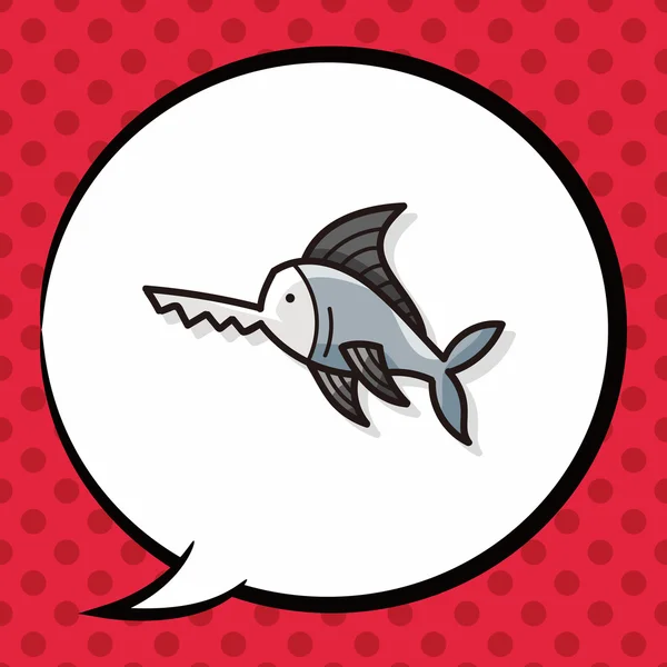 海洋动物鲨鱼涂鸦，讲话泡泡 — 图库矢量图片